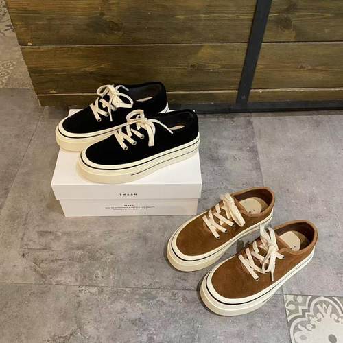 真皮厚底百搭板鞋女休闲鞋