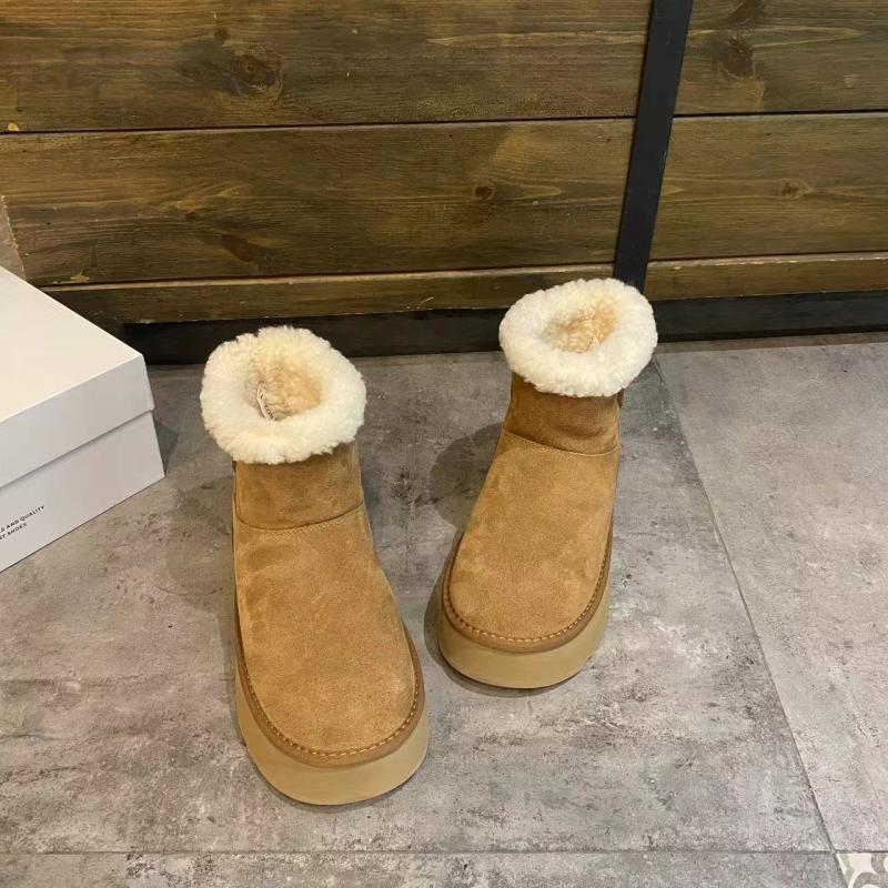 皮毛一体雪地靴女冬季加绒加厚2025新款真皮厚底羊毛保暖棉鞋棉靴