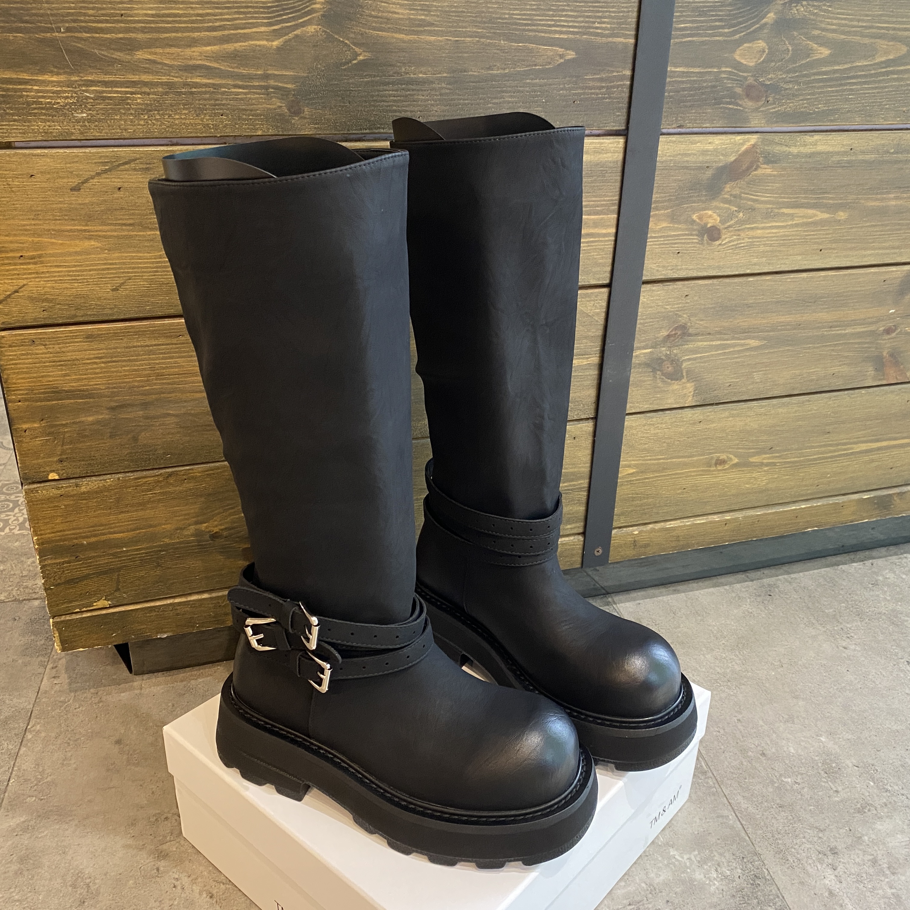 小个子长筒靴女厚底增高骑士靴