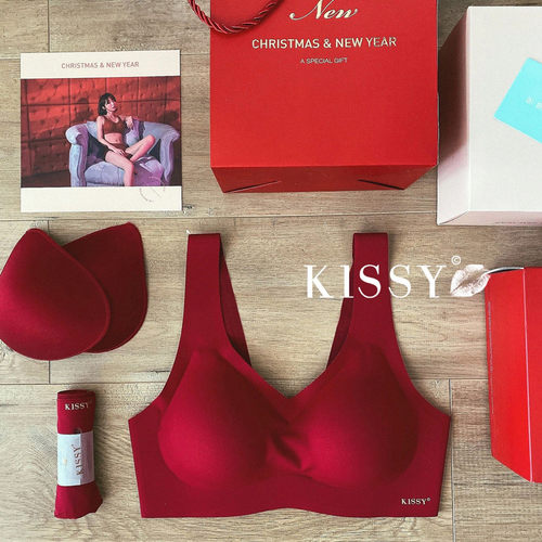 kissy正品如官方运动无痕内衣女蕾丝新年红色背心吻旗舰店文胸罩