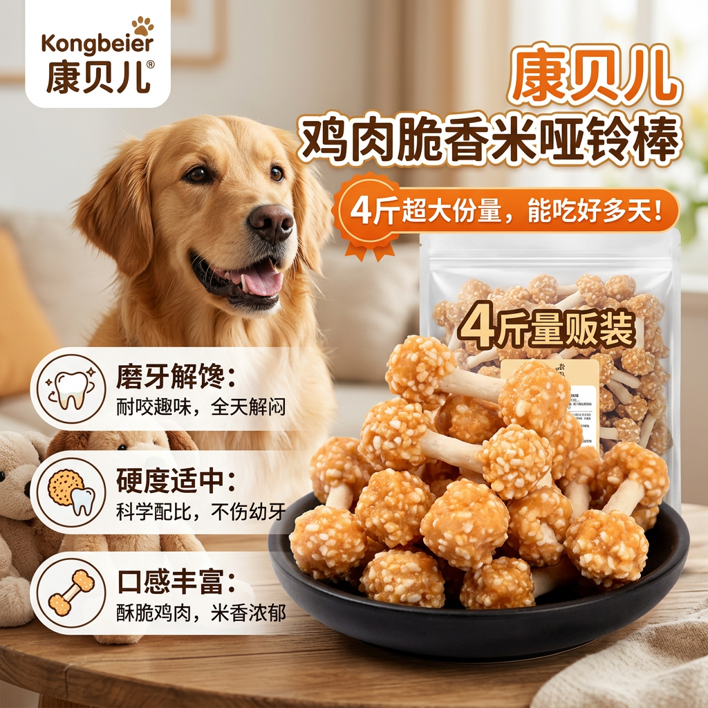 宠物狗狗磨牙零食鸡肉哑铃幼犬磨牙棒大中小型成犬训犬奖励狗零食