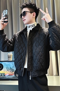 CF72-P135 控175 社会小伙翻领ins衣外套修身服男 黑1图片