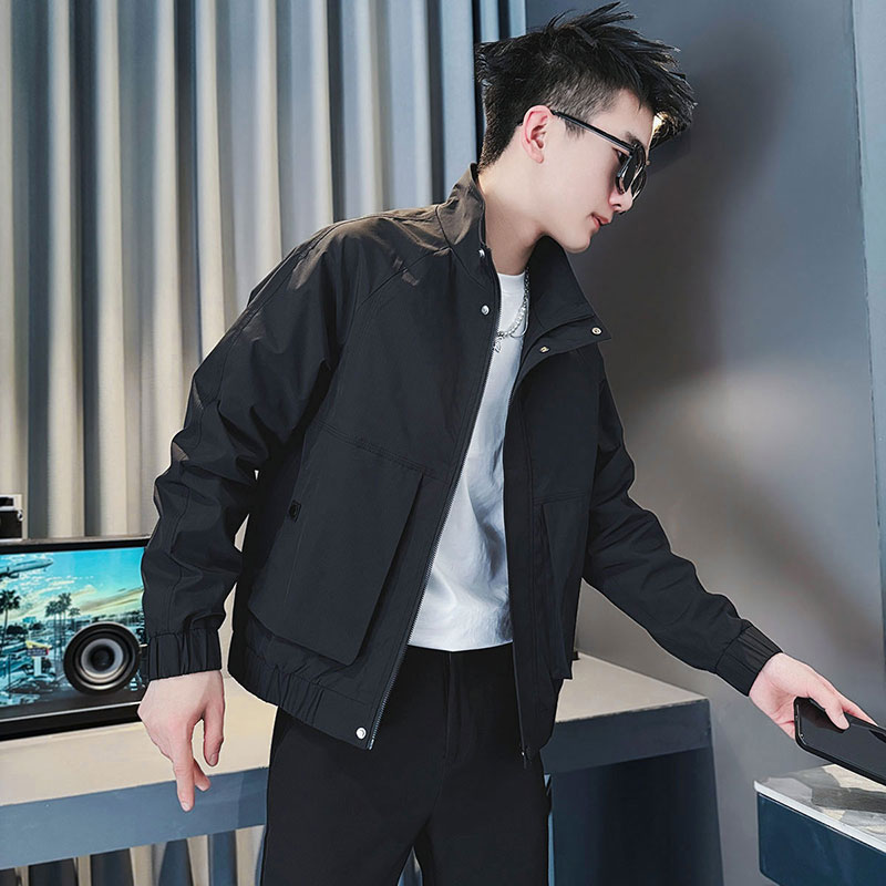 JK187-P98控138春季新款社会小伙潮店主风夹克男外套黑1,男装夹克,电商A343