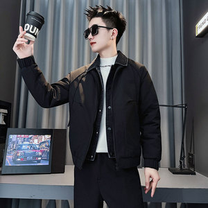CF158-P138 控178 社会小伙点假两件棉衣外套潮流棉服男棉袄 黑图片