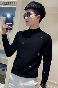 社会小伙针织衫半高领毛线衣男潮 A343-MY96-P75 控105 黑1图片