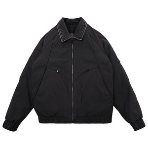 CF158-P138 控178 社会小伙点假两件棉衣外套潮流棉服男棉袄 黑图片