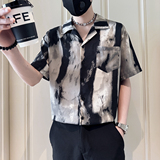CS271-P58控78夏季中袖衬衫社会小伙潮流男衬衣黑4，男装衬衫，电商A343
