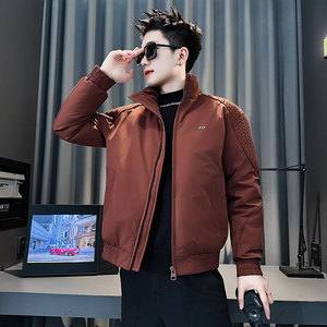 CF151-P138 控178 社会小伙麦穗拼接棉衣外套潮流棉服男棉袄 红咖图片