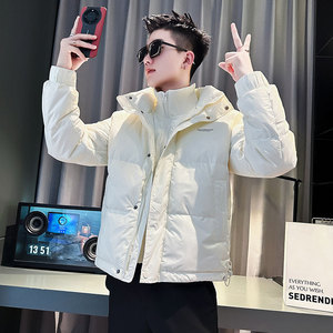 CF87-P148 控198 社会小伙假两件羽绒衣外套潮流羽绒服男 白1图片