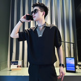 CS272-P58控78夏季中袖衬衫社会小伙潮流男衬衣卡其1，男装衬衫，电商A343