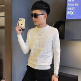 MY108-P75控1052025秋冬新款社会小伙时尚圆领针织衫毛衣男黑1，男装针织衫/毛衣，电商A343