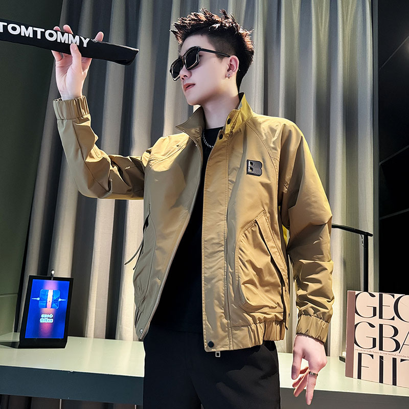 JK153-P98 控138  春季新款社会小伙潮夹克男外套 卡其1图片