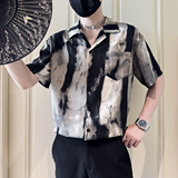 CS271-P58控78夏季中袖衬衫社会小伙潮流男衬衣黑4，男装衬衫，电商A343