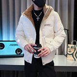 CF75-P138控178社会小伙ins连帽衣外套修身服男黑1，男装棉衣，电商A343
