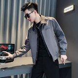 JK220-P108控148秋冬新款社会小伙假两件夹克拼牛仔外套咖，男装工装外套，电商A343