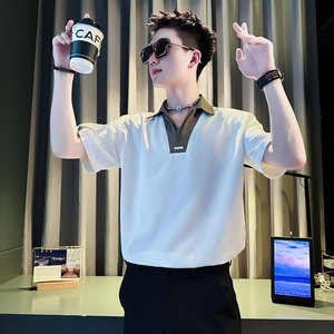 CS272-P58控78夏季中袖衬衫社会小伙潮流男衬衣白1