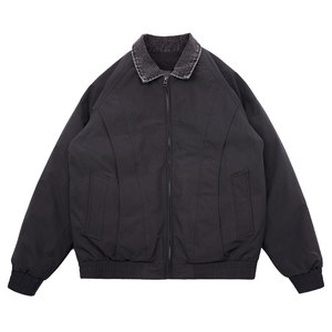 CF142-P148 控198 社会小伙店主风假两件棉衣外套潮流棉服男 咖图片