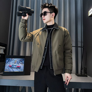 CF158-P138 控178 社会小伙点假两件棉衣外套潮流棉服男棉袄 绿图片