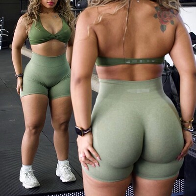 Morningoolala Lift Seamless Shorts 高腰显臀弹力健身训练短裤