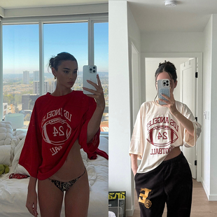 Morningoolala 75刀！美式复古Oversized网眼速干印花球衣 男女同