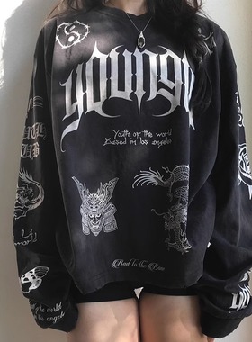 Morningoolala YLA黑五款 全棉印花运动休闲健身长袖上衣男女同款