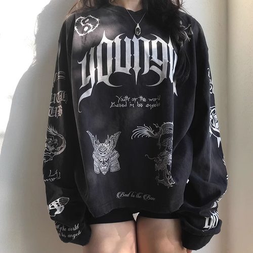 Morningoolala YLA黑五款 全棉印花运动休闲健身长袖上衣男女同款