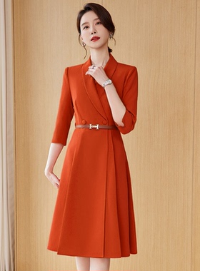J-ME西装连衣裙女春秋新款气质女神范收腰显瘦西装裙子主持人礼服