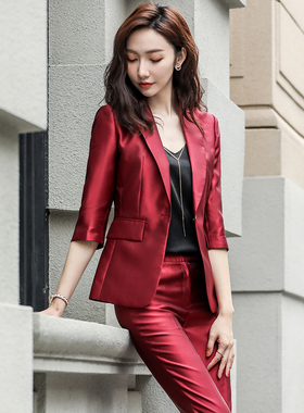 小西装外套女2026春秋新款韩版红色西服面试正装ol工作服职业套装