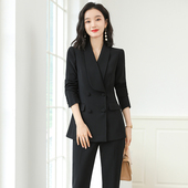 职业西装 黑色工作服 教师面试正装 外套女2026春夏时尚 西服职业套装