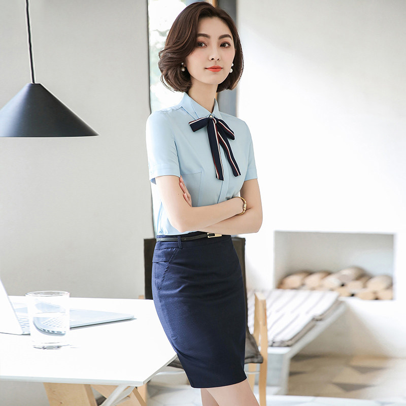 气质女神范衬衫面试前台职业套装图片