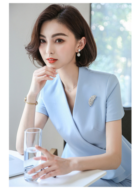 2026夏季款职业西装外套女气质时尚蓝色小西服套装面试正装工作服