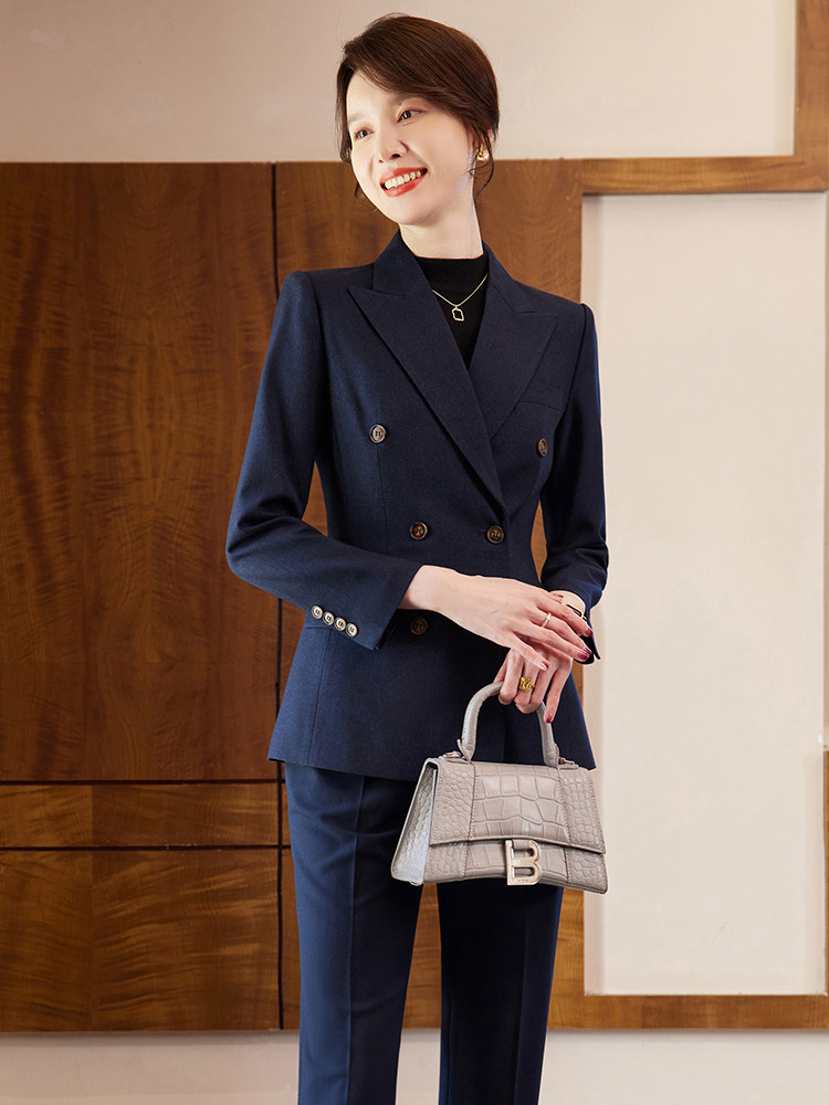 남색 비즈니스 정장 기질 능력 있고 패셔너블한 정장 직장 통근용 정장 여성을 위한 작은 정장 작업복