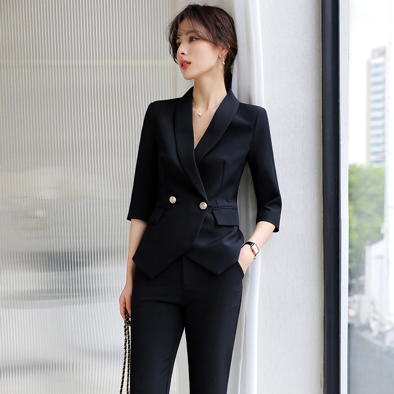 黑色西装外套女春秋职业装韩版休闲小个子气质网红西服上衣工作服