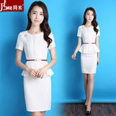 气质商务正装 职业套装 ol套裙修身 短袖 美容师空姐工作服女裙 女夏季