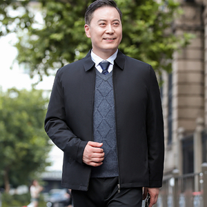 商务行政轻薄羽绒服男士中年翻领夹克秋加厚爸爸装外套23196P140图片