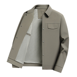 翻领夹克男牛奶丝面料行政商务春秋装外套男按扣扭扣工装8831P80，男装夹克，星座1010A-1