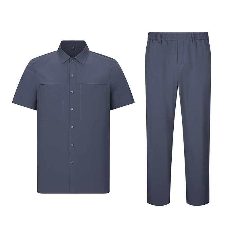 轻奢夏装套装冰丝短袖衬衫长裤男中年时尚两件套装衣服5957P130，男装休闲套装，星座1010A-1