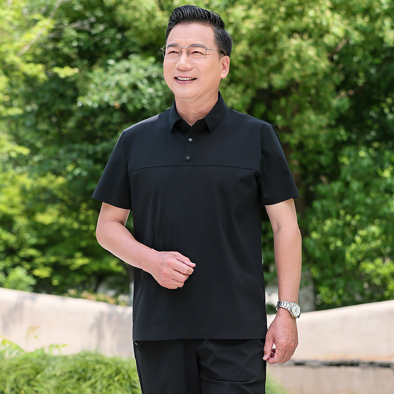 夏季冰丝无痕套装男士短袖T恤+休闲裤子男新款POLO两件套5959P110,男装休闲套装,星座1010A-1
