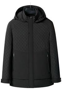 中老年羽绒服男爸爸冬装连帽可卸印花拼接中长款羽绒上衣2266P210图片