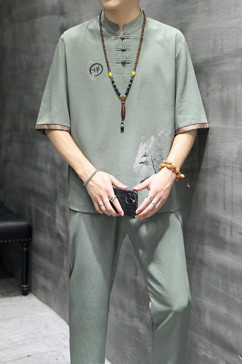 风短袖套装男夏季风潮男装足浴采耳技师工作服套装T104P48,男装T恤,星座1010A-1