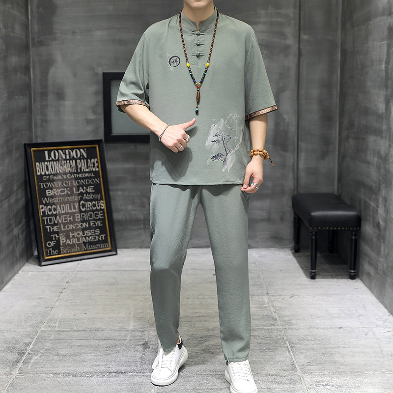 风短袖套装男夏季风潮男装足浴采耳技师工作服套装T104P48,男装T恤,星座1010A-1