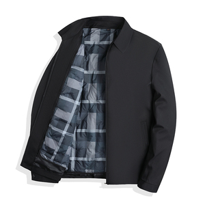 鹅绒轻薄羽绒服男爸爸秋冬中老年可脱卸内胆夹克男厚款23296P160