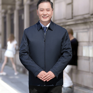 可拆卸内胆鹅绒服男中年男爸爸冬装羽绒服行政夹克外套23296P160图片