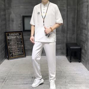 T104P48风短袖套装男夏季风潮男装足浴采耳技师工作服套装图片