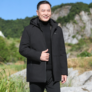 中老年中长款棉衣男爸爸装黄加绒加厚商务休闲爸爸装M2070P75图片