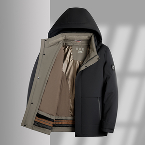 可脱卸内胆兔毛派克服男士冬装连帽尼克服外套棉衣25667P205图片