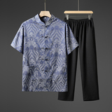 夏季风短袖套装男中老年人休闲爸爸爷爷装单上衣批35T601P50，男装休闲套装，星座1010A-1
