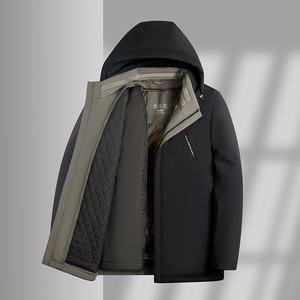 男士派克服短款可拆卸中老年人可脱卸兔毛内胆棉衣皮草25668P185图片