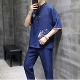 风短袖套装男夏季风潮男装足浴采耳技师工作服套装T104P48，男装T恤，星座1010A-1