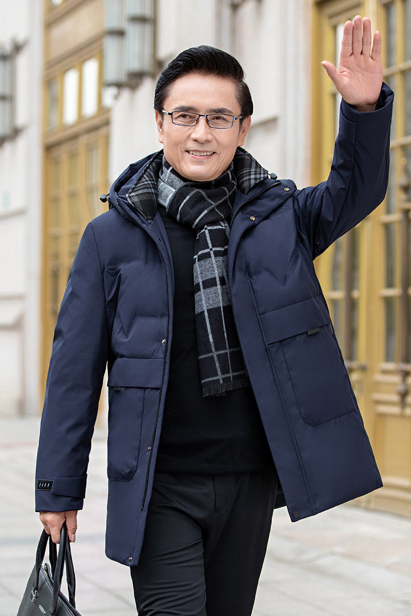 中老年冬装羽绒服男士中长款加厚羽绒连帽外套爸爸装中年8188P190,男装羽绒服,星座1010A-1